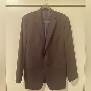 Calvin Klein Slim Fit Wool Sport Coat, Dark Navy with Pinstripe, 42L